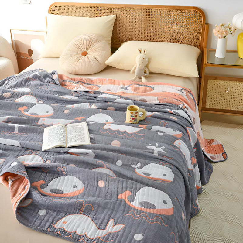 Ocean Dreams Whale Cotton Blanket