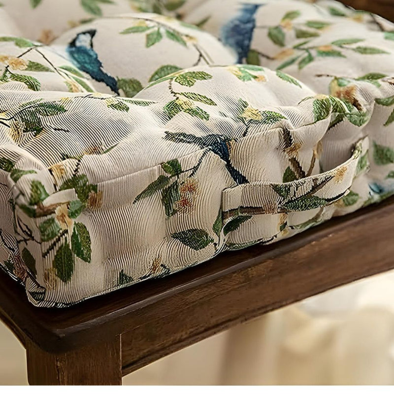 Whimsical Bird Leaf Cushion