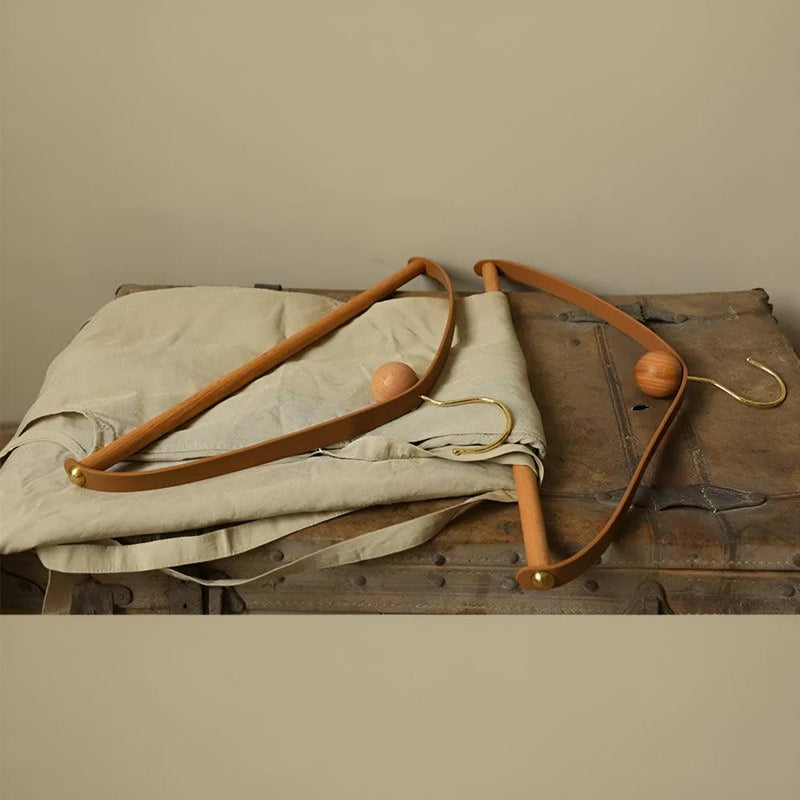 Modern Vintage Leather Wood Clothes Hanger