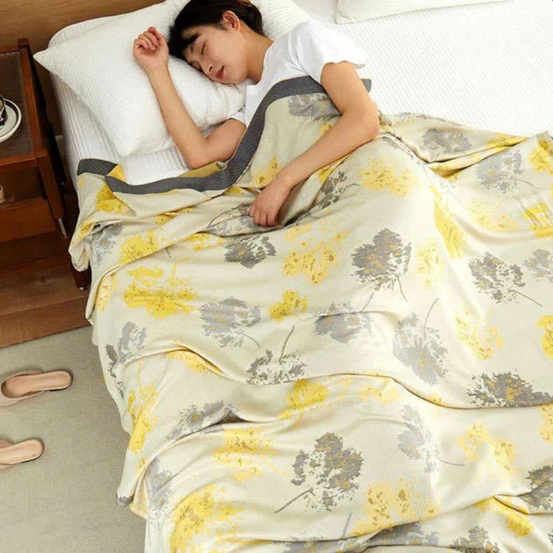 Maple Leaves Bamboo Luxe Cooling Blanket