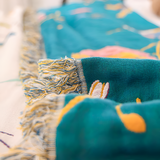 Whimsical Bird Tassel Cotton Blanket