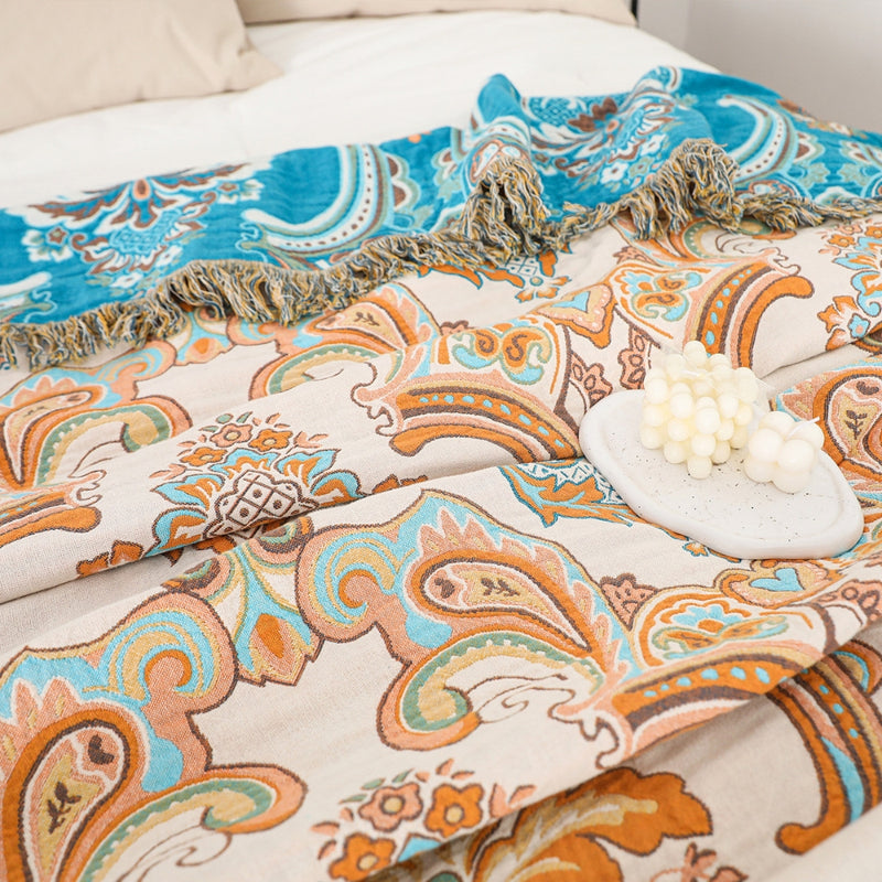 Baroque Bloom Reversible Cotton Blanket