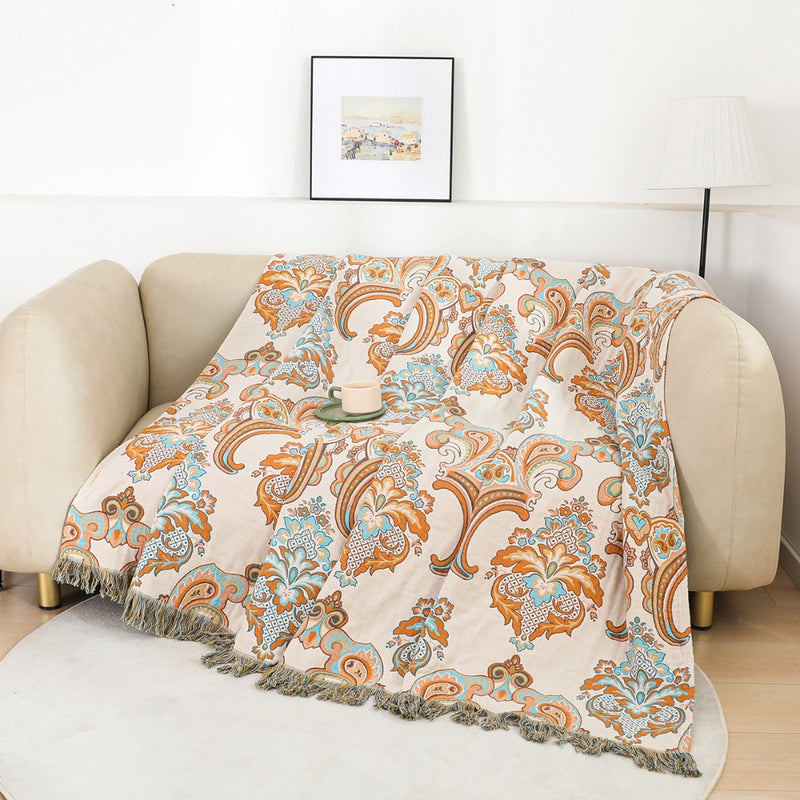 Baroque Bloom Reversible Cotton Blanket