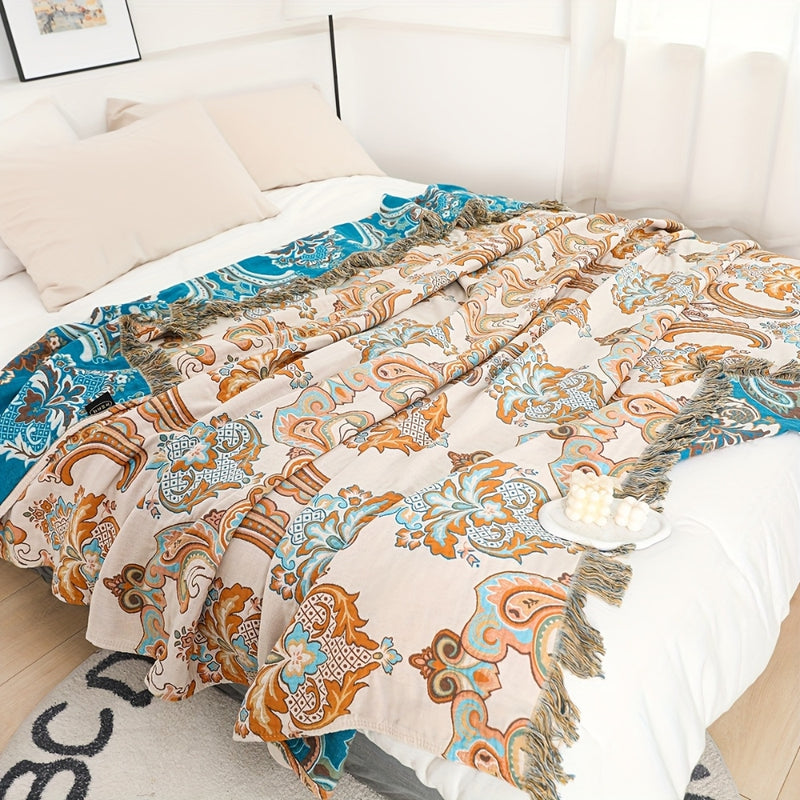 Baroque Bloom Reversible Cotton Blanket