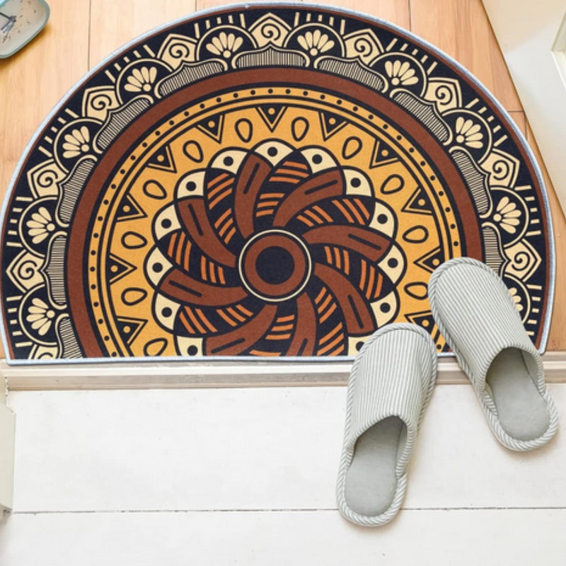 Bohemian Half Round Mandala Rug