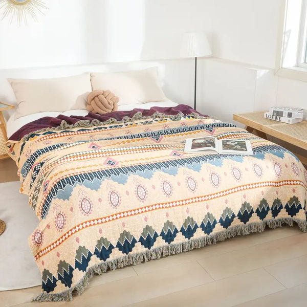 Cosy Artisan Patterned Cotton Throw Blanket