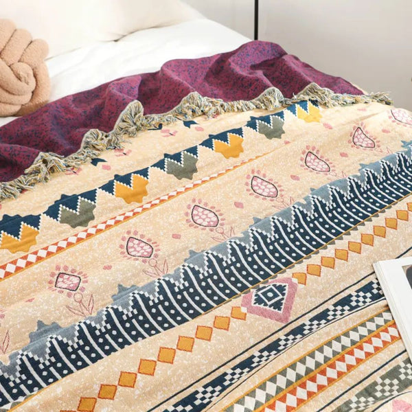 Cosy Artisan Patterned Cotton Throw Blanket