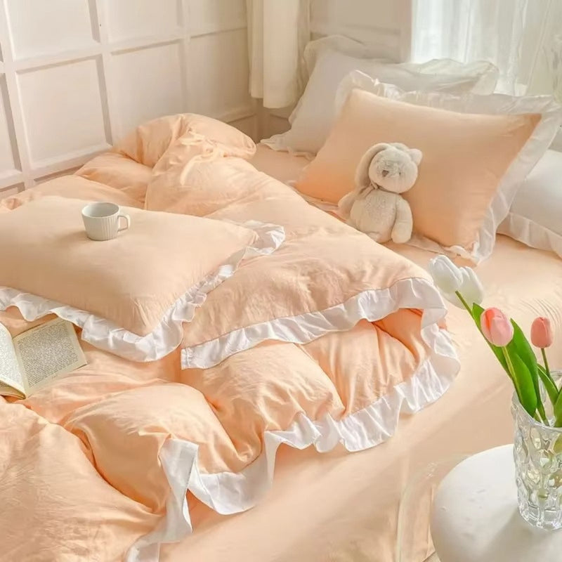 Cottagecore Ruffle Cotton | 4pcs Bedding Set