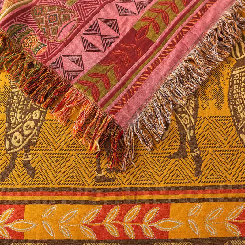 Cultural Rhythm Tassel Cotton Blanket
