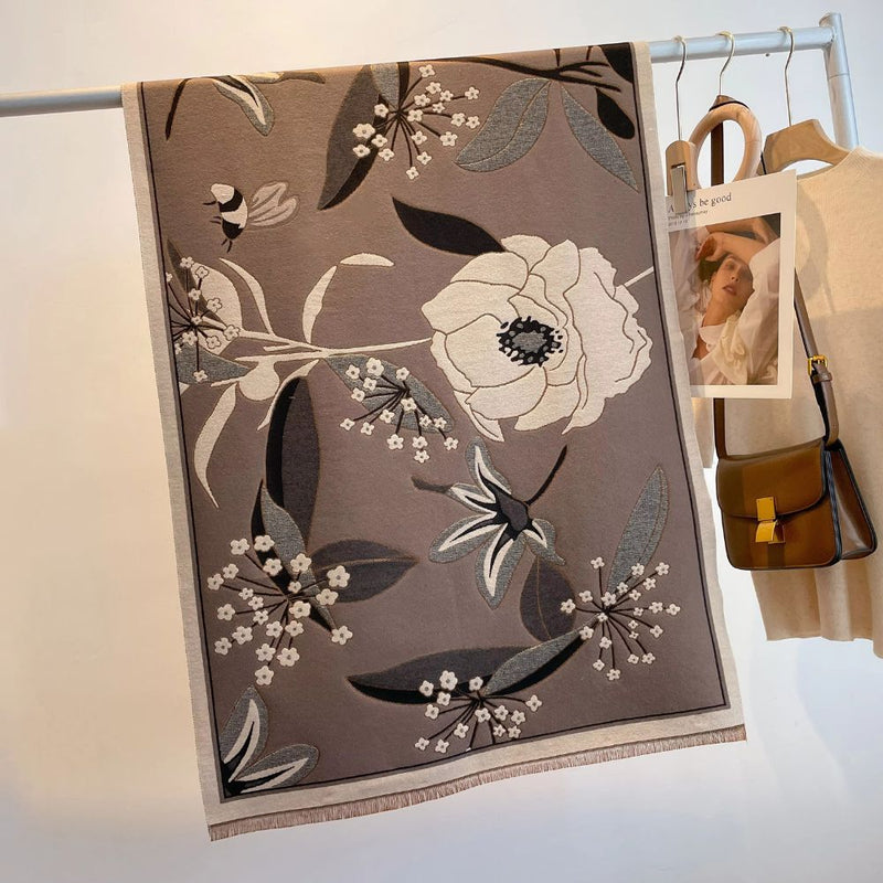 Elegant Floral Jacquard Woven Scarf