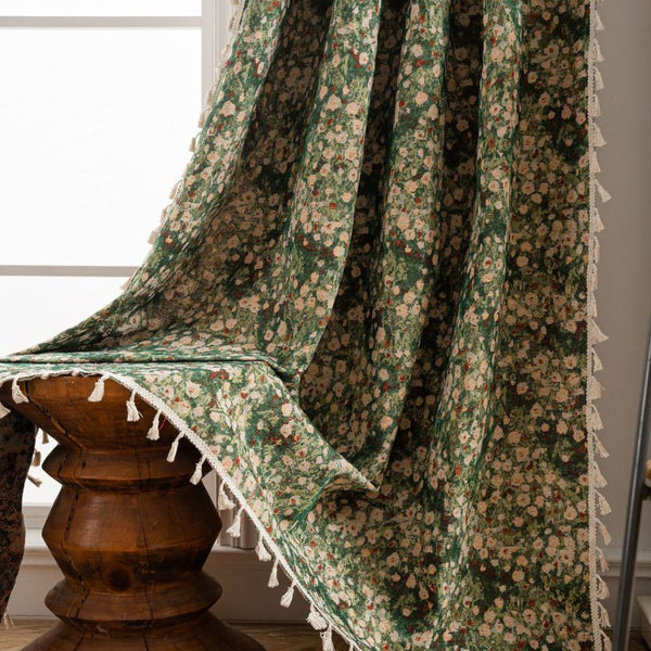 French Vintage Floral Tapestry Curtain