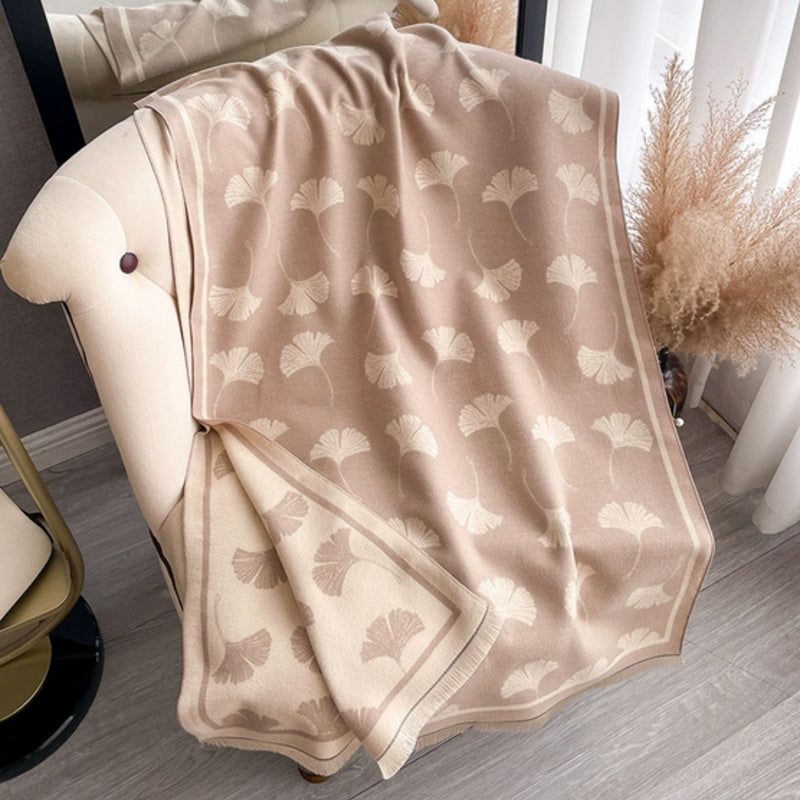 Ginkgo Charm Reversible Blanket Scarf Wrap