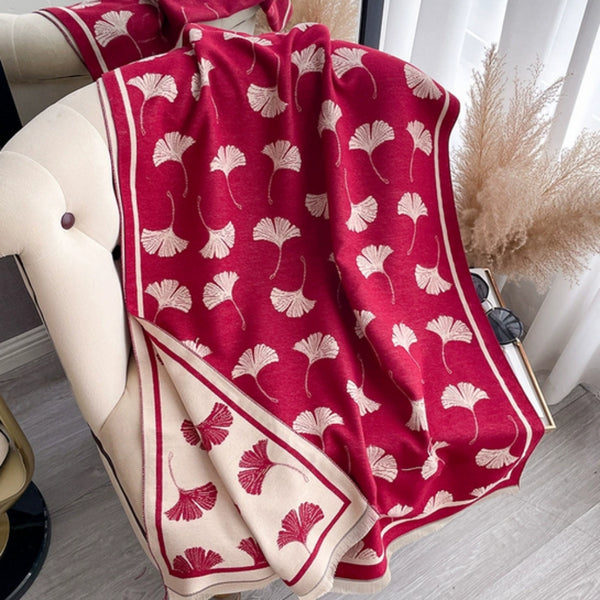 Ginkgo Charm Reversible Blanket Scarf Wrap