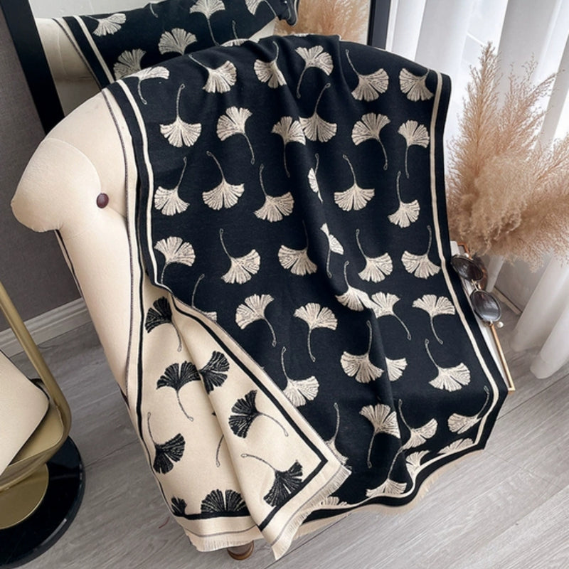 Ginkgo Charm Reversible Blanket Scarf Wrap