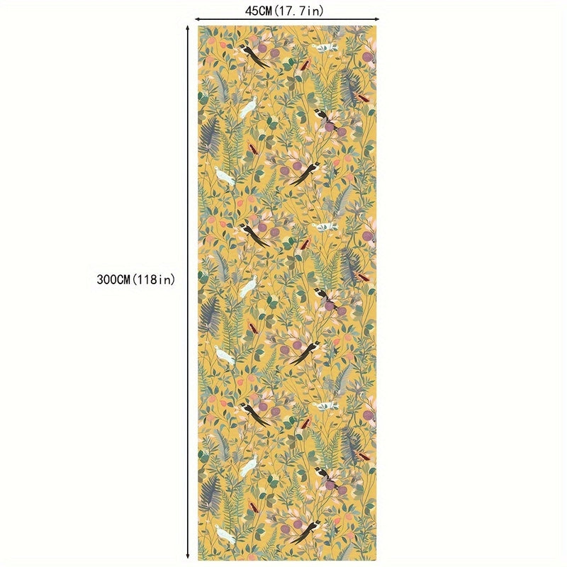Golden Canopy Bird and Leaf Peelable Wallpaper
