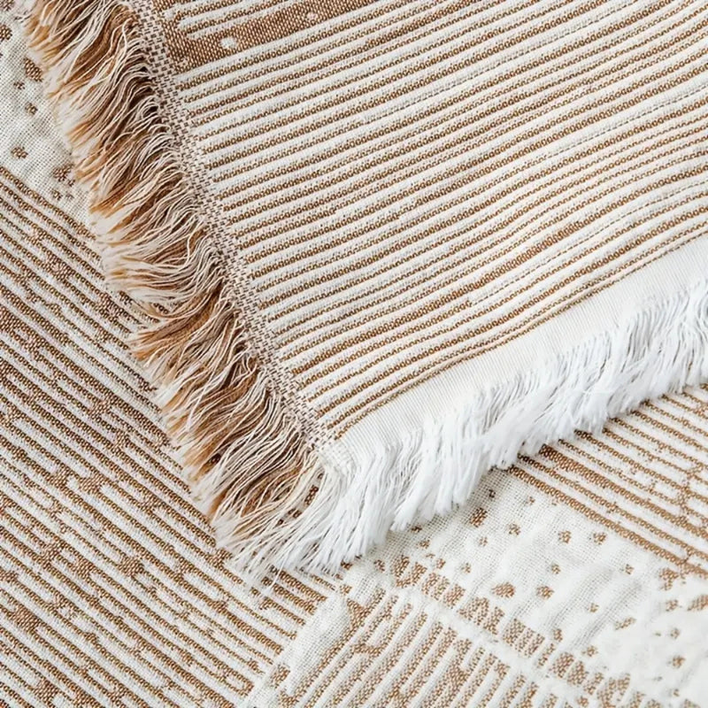 Mixed Tone Geometric Cotton Blanket