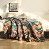 Modish Floral Cotton Tassel Throw Blanket