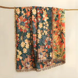 Modish Floral Cotton Tassel Throw Blanket