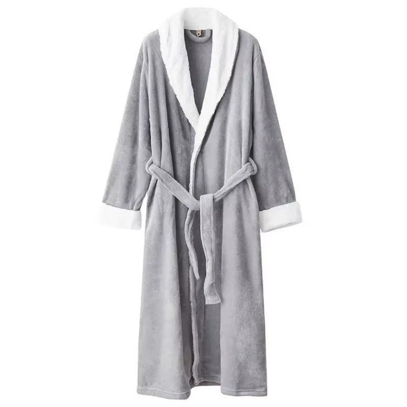 Plush Fleece Contrast Trim Bathrobe