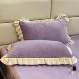 Velvet Ruffle Edge Pastel Pillow Cover