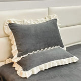 Velvet Ruffle Edge Pastel Pillow Cover