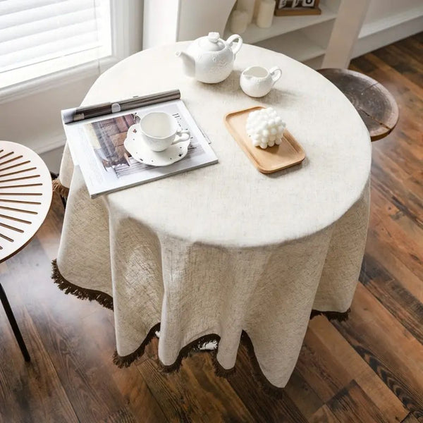 Rustic Charm Tassel Tablecloth