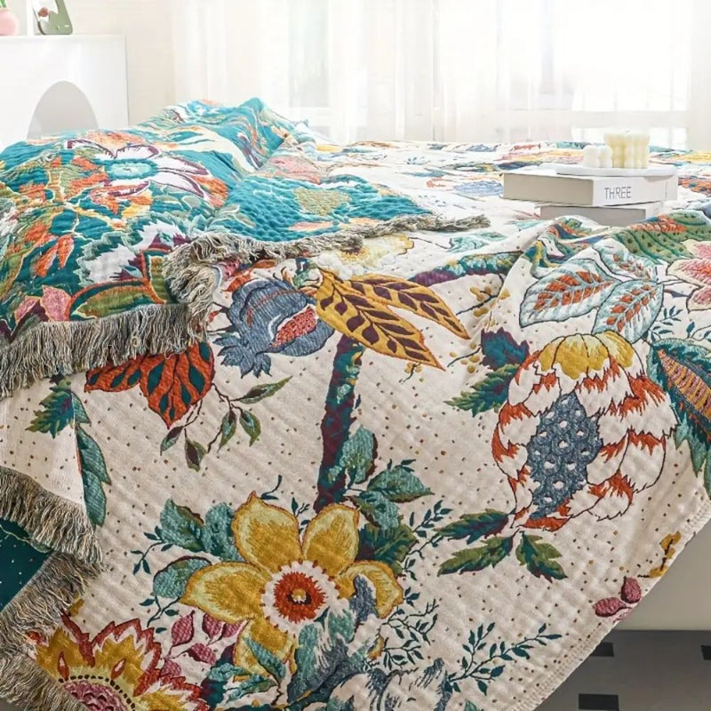 Tropical Whisper Reversible Cotton Blanket
