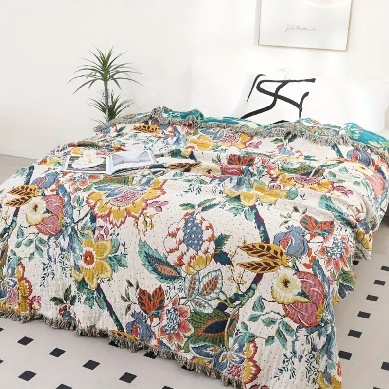 Tropical Whisper Reversible Cotton Blanket