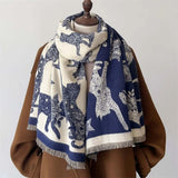 Vintage-Inspired Cat Print Scarf