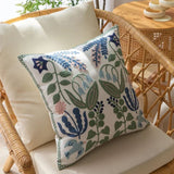 Vintage Botanical Embroidery Cushion Cover