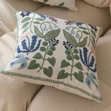 Vintage Botanical Embroidery Cushion Cover