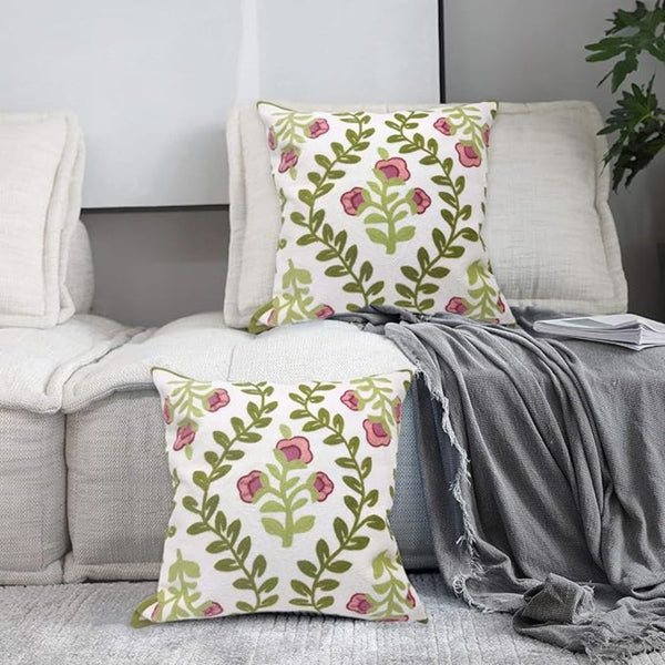 Ethereal Embroidery Floral Cushion Cover