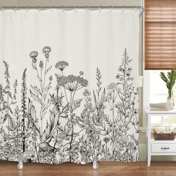 Pastoral Style Plants Waterproof Shower Curtain