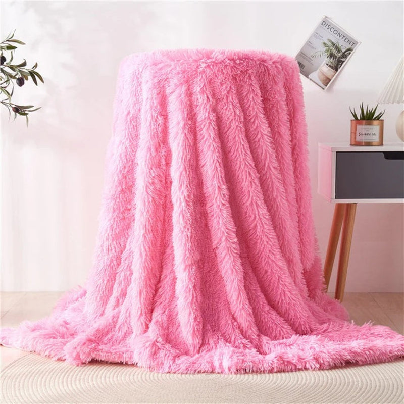 Fuzzy Faux Fur Blanket Throw